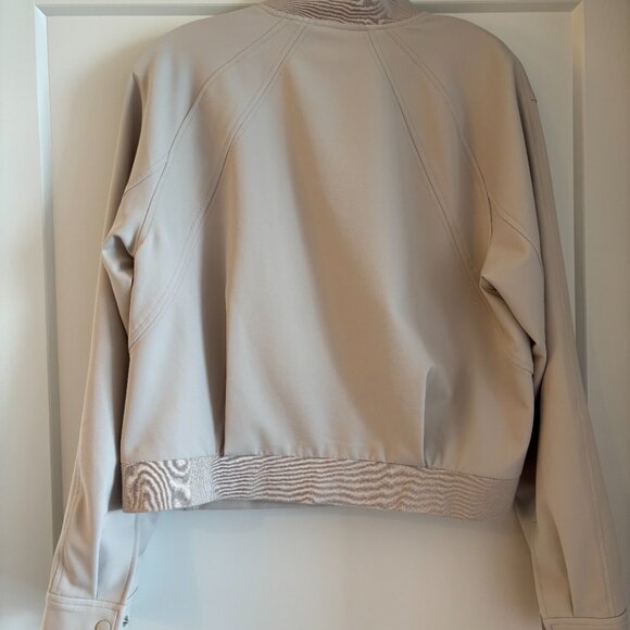 Athleta Bomber Jacket in Abalone Gray/Beige Small - Picture 2 of 4